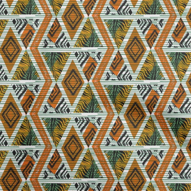 oneOone Polyester Spandex Orange Fabric Geometric Mix Texture Fabric For Sewing Printed Craft Fabric By The Yard 56 Inch Wide