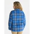 thumbnail image 3 of Terra & Sky Women's Plus Size Cozy Button Front Shacket with Long Sleeves, Sizes 0X-5X, 3 of 6