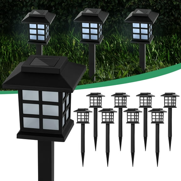 12 Pack Solar Pathway Lights Outdoor - IP44 Waterproof, Auto On/Off, House Design for Garden, Yard & Driveway