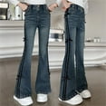 thumbnail image 4 of MEZZALL Kids Girls Stretch Denim Flared Pants Bootcut Jeans For Teenagers Comfortable Soft Casual Trousers With Pockets Outfits Solid Color Versatile Child Clothes, 4 of 9