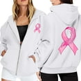 thumbnail image 1 of Women's Cancer Awareness Zip Up Hoodie Long Sleeve Pullover with Pocket Casual Drawstring Sweatshirt, 1 of 6