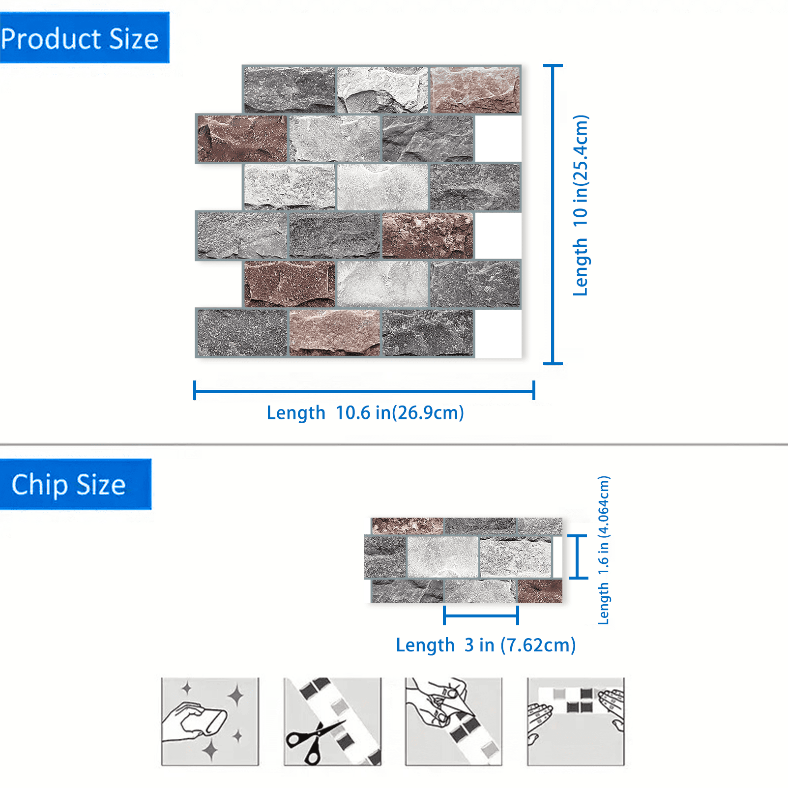 DEWOO 10 Sheets Peel and Stick Tile Backsplash for Kitchen Wall Tile, Self Adhesive Brick Backsplash Subway Tiles Backsplash, Stick on Tiles Kitchen Backsplash(Gray Brown,10.6"x10")