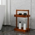 thumbnail image 4 of Utoplike Teak Wood Shower Caddy Corner, 2 Tier Bathroom Organizer Countertop, Standing Shower Rack with Handle, Stand Up Shower Basket for Shampoo, Shelf Rack for Inside Shower, Kitchen Desktop, 4 of 6