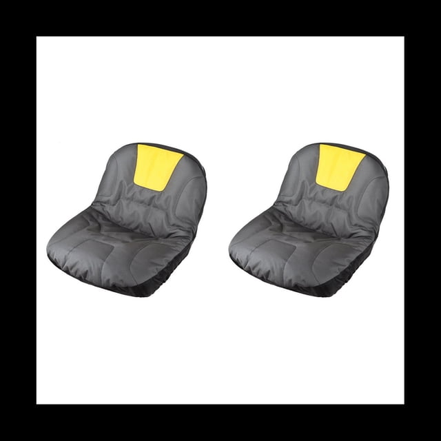 2X Universal Riding Lawn Mower Tractor Cover Padded Comfort Pad Storage Pouch for Heavy Farm Vehicle Tractor Mower,2 * Riding Lawn Mower Seat Cover,gray & yellow