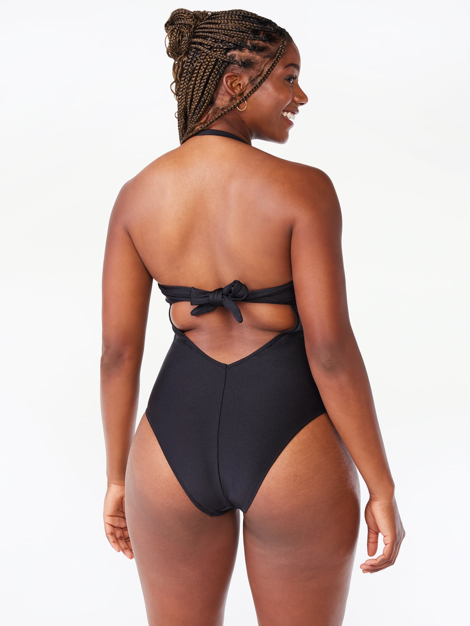 Love & Sports Women's Black Shimmer Strapless One-Piece Swimsuit, Sizes  XS-XXL