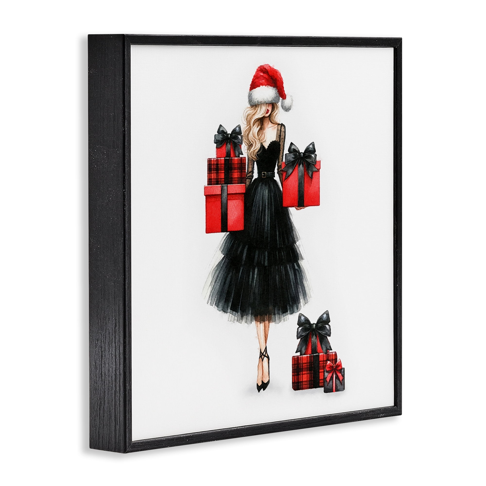 Stupell Industries Fashionable Holiday Shopping Holiday Painting Black Framed Art Prints Wall Art, 12 x 12