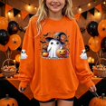 thumbnail image 2 of WAVSUF Kids Girls Halloween Sweatshirt, Loose Fit Long Sleeve Round Neck Festive Fall Casual Pullover Orange 7-8, 2 of 8