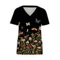 thumbnail image 4 of Womens Scrubs Tops Short Sleeve V-neck Tops Uniform Printed Pockets Blouse Nursing Clearance, 4 of 5