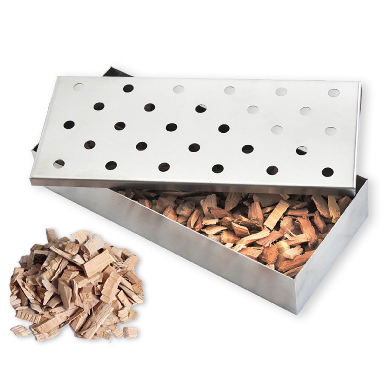 Smoker Wood Chip Box For BBQ Grill. Add Wood Chips To Tray For The Best