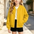 thumbnail image 5 of OGLCCG Girls Bomber Jackets Lightweight Button Down Kids Varsity Jacket School Uniform Baseball Jacket with Pockets 4-15 Years, 5 of 7