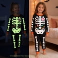 thumbnail image 4 of Rimyaw Kids Halloween Pajamas Set, Glow in the Dark Skeleton Sleepwear, 2-Piece cottom Long Sleeve PJs for Boys and Girls, Black, Size 5T, 4 of 7