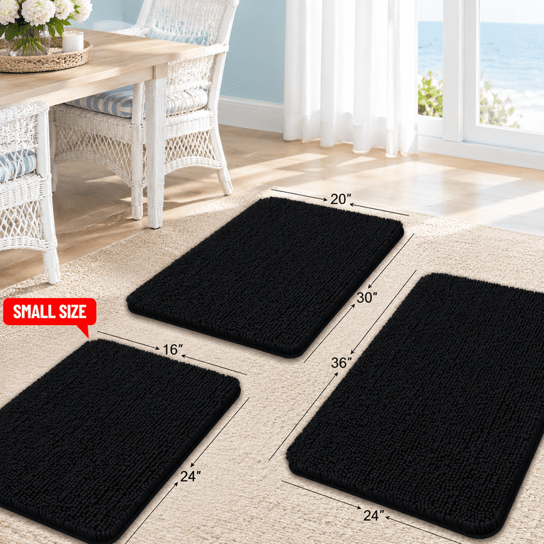 Black Rugs Black Rectangular 30