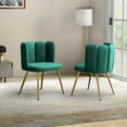 thumbnail image 6 of Velvet Dining Chair Set of 2, Tina's Home Upholstered Accent Side Chairs Metal Legs Bedroom,Green, 6 of 8