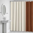 thumbnail image 5 of Boho Brown Shower Curtain for Bathroom Decor, Leather Texture Striped Tribal Farmhouse Style Waterproof Fabric Shower Curtain, 72"x72" Set with 12 Hooks, 5 of 9