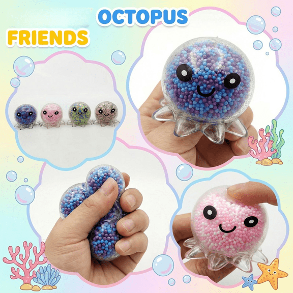 Stress Balls Octopus Stress Balls for Adults Soft Plastic Toys Anxiety Relief Toys Glow-in-The-Dark Slow Rise Ball Adults 1PC