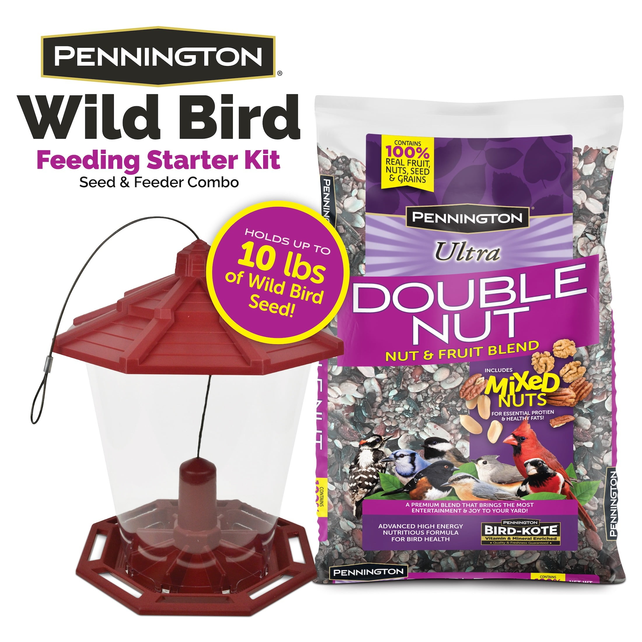 Pennington Earth Smart Grand Ecozebo 10lb Capacity Wild Bird Feeder and Feed Starter Kit 1 Each