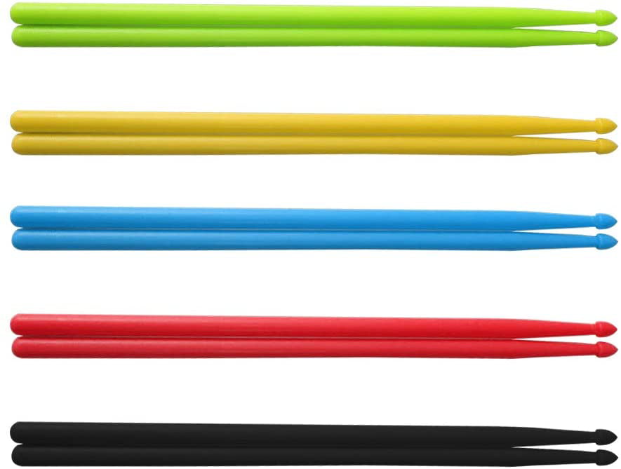 Pair 5A Green Plastic Drum Sticks Lightweight Fitness Exercise Drumsticks 4 oz. 