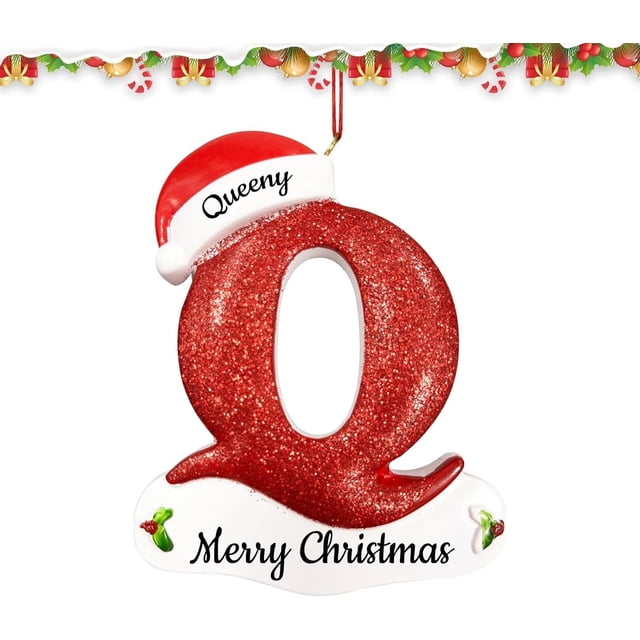 Adornos navideños familiares personalizados, colgante con monograma de nombre personalizado, adornos para árboles de Navidad 2024, colgantes navideños con purpurina brillante, adornos navideños con te