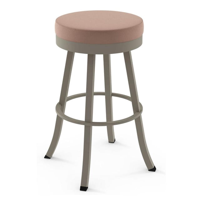 Amisco Logan 30.88" Fabric Swivel Bar Stool in Soft Pink/Matt Light Gray