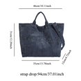 thumbnail image 3 of Uobin Corduroy Tote With Embroidered Letter Design Casual Shoulder Handbag For Daily Use, 3 of 4