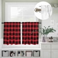 thumbnail image 2 of Christmas Black Red Buffalo Plaid Curtain Tier and Valance Set 3 Piece, Classic Checker Grid 3-inch Rod Pocket Window Tier Curtains Valance for Kitchen Living Room, 2 of 9