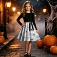 thumbnail image 5 of Mitankcoo Girls Halloween Dresses Long Sleeve Crew Neck Swing Midi Dress with Belt for Casual Wear 5-14Y, 5 of 8