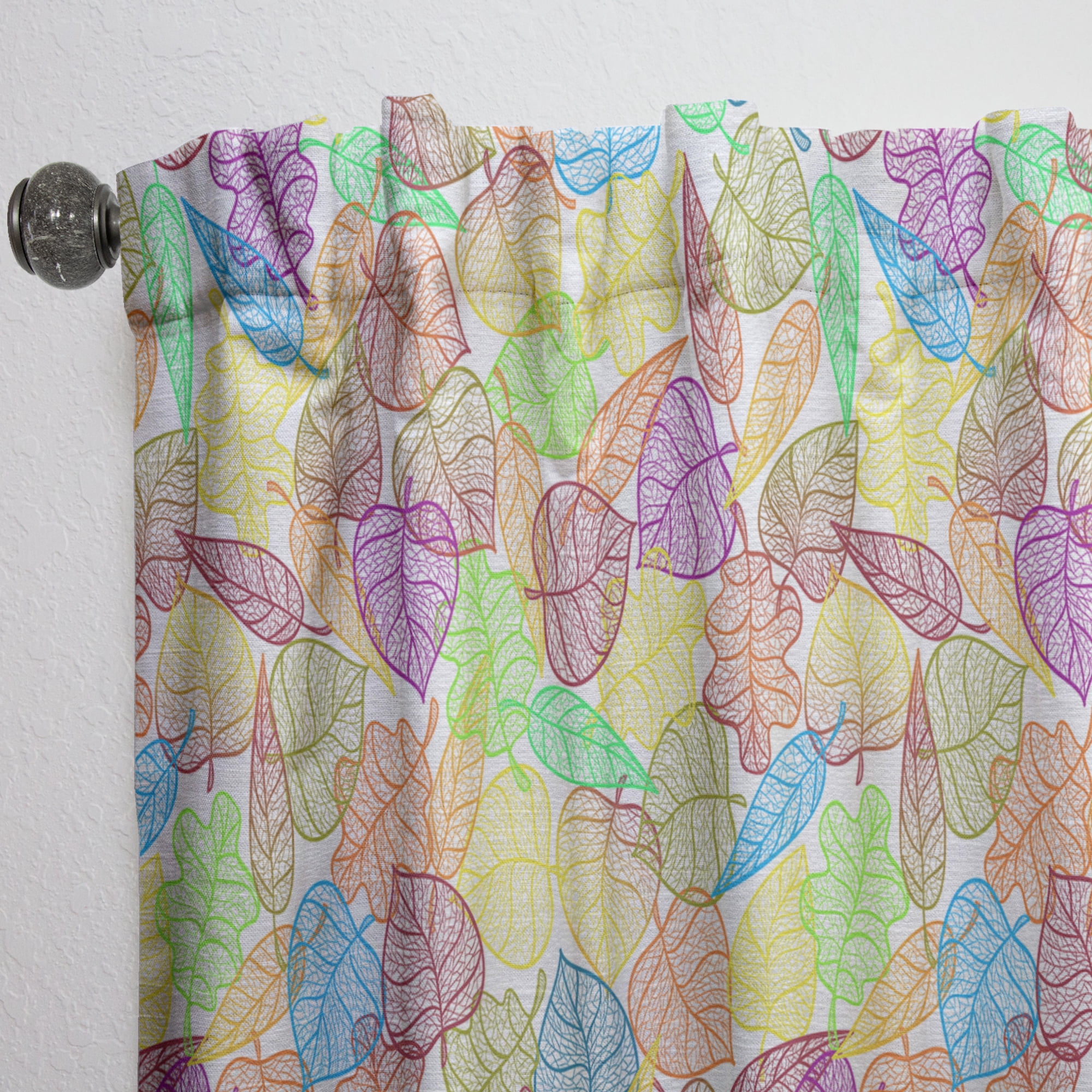 Designart 'Autumn Rainbow Transparent Leaves Pattern' Modern & Contemporary Curtain Panel