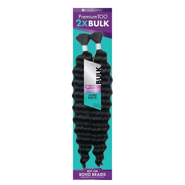 Sensationnel Mezcla de cabello humano PremToo - 2x Deep Bulk 18 pulgadas extensiones de cabello de mezcla de cabello humano con estilos de caja boho sin nudos - HB Prem Too Deep Bulk 18 pulgadas (30)