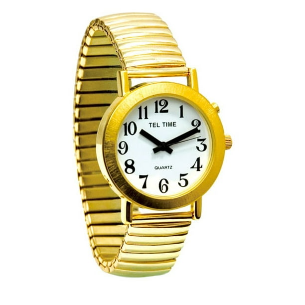 MaxiAids Mens GoldTone Spanish Talking Watch One Button Expansion