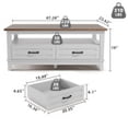 thumbnail image 3 of TEQIN Rustic Coffee Table with Drawers,47" Coffee Table, Living Room Tables with Storage, Wooden Center Table for Reading Playing Room Home Accent Table for Dining Room Apartment, 3 of 8
