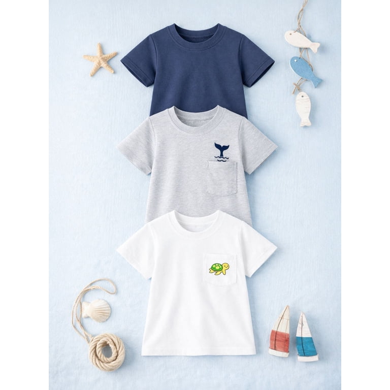 Hileelang Boys' 3-Pack Cotton Graphic T-Shirts photo 2