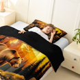 thumbnail image 3 of Manfei Sunset Mountain Twin Comforter Sets,Safari Bear Bedding Set,Golden,Black Reversible,2-Piece,1 Comforter and 1 Pillowcase, 3 of 7