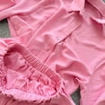 thumbnail image 4 of IUYRTFE Women Long Sleeve Button Down Top and High Waist Ruffle Shorts Set Casual 2 Piece Outfit, 4 of 9