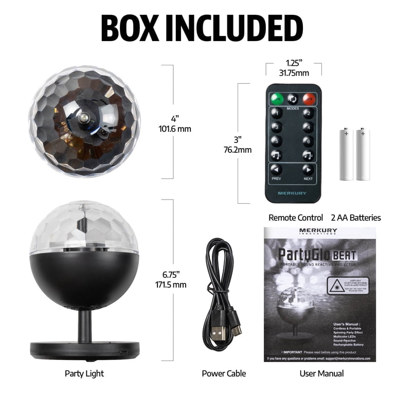BrightSide Spinning Party Light with Remote, Rechargeable photo 7
