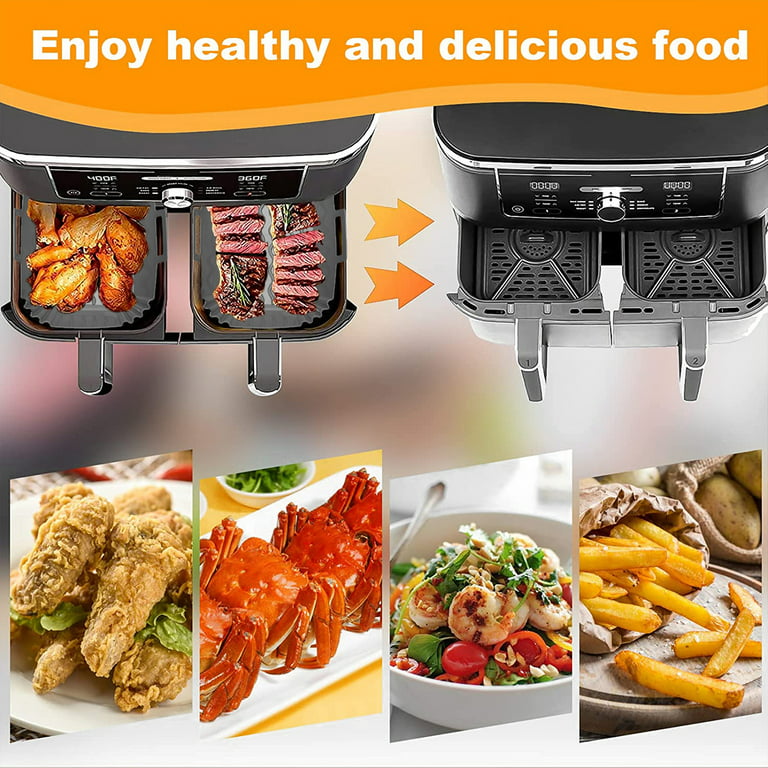 2PCS Air Fryer Silicone Tray Dish Dual 2 Basket Baking Pan Oven Pot Plate  Liner Dual Air Fryer Accessories For Ninja Foodi