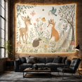 thumbnail image 6 of Woodland Animals in Flower Meadow, Peaceful Illustration for Nature Lovers, Nursery Wall Decor, Housewarming Gift, Tapestry Wall Hanging for Nursery and Playroom, 6 of 7