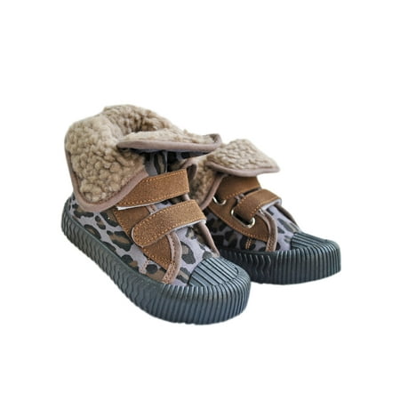 

Avamo Girls Comfort Short Boot Cotton Lining Ankle Boots School Slip Resistant Leopard Winter Shoes Purple 7C