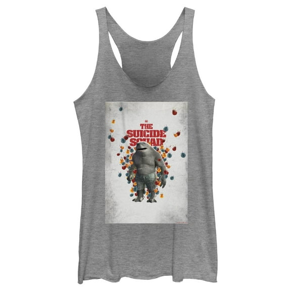 Women's The Suicide Squad King Shark Poster  Racerback Tank Top Gray Heather X Large
