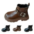 thumbnail image 4 of Zshosam Baby Girl Cowboy Boots Girls Ankle Boots Kids Ankle Booties Side Zipper Low Heel Outdoor Warm Shoes for Little Kids/Big Kids Size 2,(Brown Big Kids 2), 4 of 9