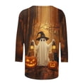 thumbnail image 3 of Edvintorg Plus Size Tops for Women Halloween Printed Crew Neck Casual Pullover Shirt Fall 3/4 Length Sleeve Blouse Womens Clothes S-5XL Multicolor, 3 of 3