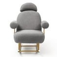 thumbnail image 5 of Modern Sherpa Fabric Nursery Rocking Chair - Grey Upholstered Rocker Glider Chair with Gold Metal Frame - Comfy Armchair for Baby and Kids - Leisure Sofa Chair for Nursery/Bedroom/Living Room/Office, 5 of 5
