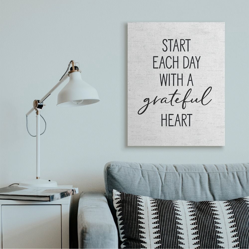 Stupell Industries Start Each Day with a Grateful Heart Neutral Quote Canvas Wall Art Design by Lettered and Lined, 30" x 40"