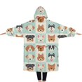 thumbnail image 2 of Oversized Wearable Blanket Hoodie,Lovely Dog Breeds Sherpa Blanket Hoodie with Super Pockets,Super Warm Fuzzy Pullover for Women & Men, 2 of 6
