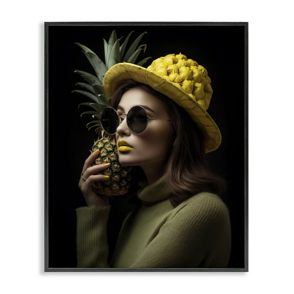 Stupell Industries Chic Tropical Woman Novelty Painting Black Framed Art Print Wall Art, 11 x 14