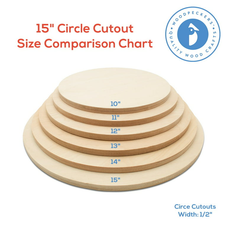 Wood Circles 15 inch 1/2 inch Thick, Unfinished Birch Plaques, Pack of 25 Wooden  Circles for Crafts and Blank Sign Rounds, by Woodpeckers 