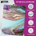 thumbnail image 2 of Fashion Clipboard, Marble Design, Standard A4 Letter Size, 12.5" x 9", Wooden Clipboard, Low Profile Clip with Retractable Hanging Tab, Decorative Clipboard, by Better Office Products (Marble Wave), 2 of 5
