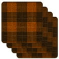 thumbnail image 1 of Plaid Mustard Yellow Gray Grey Pattern Low Profile Novelty Cork Coaster Set, 1 of 3