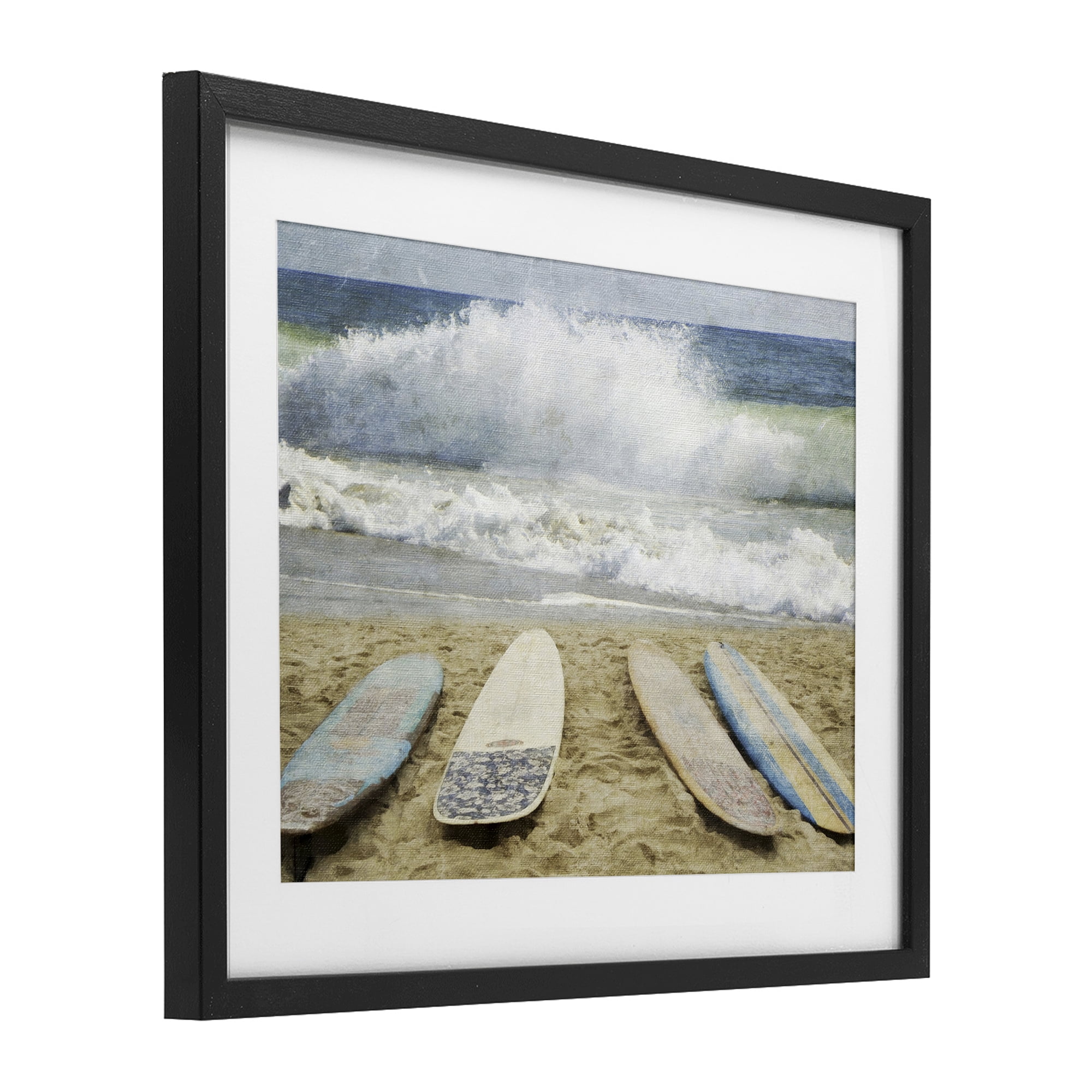 Stupell Industries Surfboards At The Ready Black Framed Print Under Glass, design by Grotto Studios