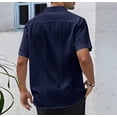 thumbnail image 4 of Tdoqot Mens Casual Linen Shirts- Loos Fit Summer Button Down Short Sleeve Beach Shirts with Pocket Dark Blue Size 2XL, 4 of 9