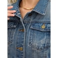 thumbnail image 5 of DARING DIVA Women's Classic Washed Long Sleeve Denim Jackets With Pockets S Grey Blue, 5 of 7